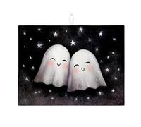 Cute Ghosts Dish Drying Mats For Kitchen Counter, Playful Black Absorbent Dish Drainer Rack Mat, Halloween Microfiber Drying Pad For Kitchen Counter Decor 18x24 Inch