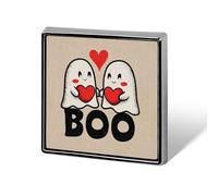 Cute Ghosts Handing Red Hearts Halloween Valentine Unisex Brooches & Pins Square Lightweight Lapel Badge Jewelry for Clothing Shawl Hat