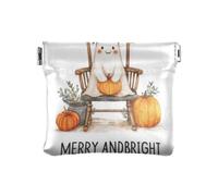 Cute ghosts Pumpkin PU Leather Small Coin pouching Cute Makeup Bag Change Purse for Women