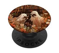 Cute Ghosts Reading Books Halloween Librarian Book Lover PopSockets Swappable PopGrip