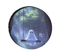 Cute Ghosts Swing Spare Tire Cover Waterproof Oxford Cloth Adjustable Foldable Wheel Protector