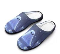 Cute Ghosts Swing Women's Slippers Cotton Warm House Shoes with Rubber Anti-Slip Sole Slip On for Home Outdoor 7-8（39-40
