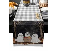 Cute Ghosts Table Runner 120 Inches Long,Autumn Orange Napkins Harvest Trees Black Night Washable Kitchen Decorations Dining Burlap Table Runner for Home Party,Restaurant,Indoor&Outdoor Dinner,13x120