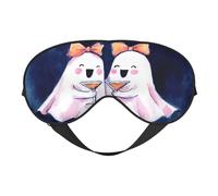 Cute Ghosts with Bows Drink Sleep Mask Eye Mask with Adjustable Strap, Eye Sleep Shade Cover Blocks Light for Women Men Airplane Travel Nap Meditation