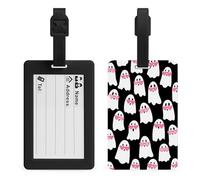 Cute Ghosts with Pink Heart-Shaped Glasses Luggage Tags Bag Travel Tag