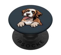 Cute Giant Fluffy Illustration Cartoon Saint Bernardoodle PopSockets Adhesive PopGrip