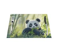 Cute Giant Panda Print Woven Placemats for Dining Table, Outdoor Placemats with Single-Side Print Design