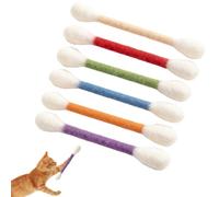 Cute Giant Qtip Cat Toy with Catnip - 6 Pack | Durable for Chew, Interactive Cat Chew Toys for Boredom Relief & Play | Filled w/Organic Catnip for Anxiety & as Digestive Aid | Perfect Kitten Gift