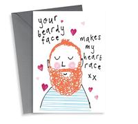 Cute Ginger Beard Anniversary Card/Valentines Day Card - Your Beardy Face Makes My Heart Race