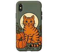 Cute Ginger Cat Pumpkin Patch for Halloween Art Case for iPhone X/XS