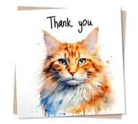 Cute Ginger Cat Thank You Card - Orange Tabby Cat Appreciation Card For Family and Friends - Made in UK