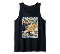 Cute Ginger Tabby Cat Mediterranean Tile Art Summer Vibes Tank Top