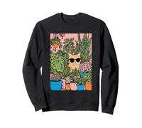 Cute Ginger Tabby Cat with Sunglasses Houseplants Botanical Sweatshirt