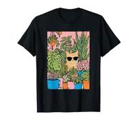 Cute Ginger Tabby Cat with Sunglasses Houseplants Botanical T-Shirt