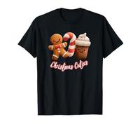 Cute Gingerbread Candy Cane Christmas Coffee Kawaii Felt T-Shirt