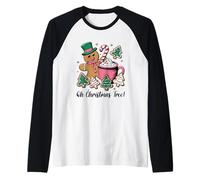 Cute Gingerbread Cocoa Christmas Cookie Oh Christmas Tree Raglan Baseball Tee