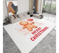 Cute Gingerbread Man Christmas Effect Watercolor Area Rugs for Bedroom - Soft Print Carpets - Anti-Slip Backing Machine Washable Tufted Fluffy Rugs for Living Room Classroom Home Office - 80 x 120cm