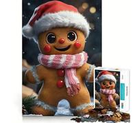 Cute Gingerbread Man Christmas for Adults 1000 Piece Jigsaw Puzzle Mindful Game Quality Print Happy Challenge Unique Gift (38x52cm)