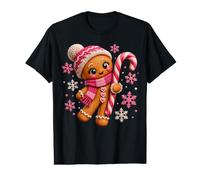 Cute Gingerbread Pink Candy Cane Christmas Xmas Girl Women Value Graphic T-Shirt