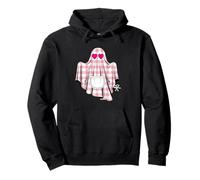 Cute Gingham Ghost with Heart Eyes and Apron Pullover Hoodie