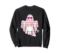 Cute Gingham Ghost with Heart Eyes and Apron Sweatshirt