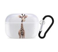 Cute Giraffe AirPods Pro Case Cover with Keychain Ring PC Hard Shell Protective Case for AirPods Pro 2nd for Women Men Generation Easy Open Full Drop Protection Cover White-Style