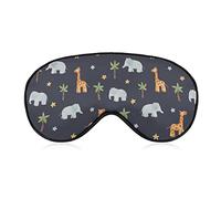 Cute Giraffe and Elephant Sleep Mask Zoo Animals Blindfold for Sleeping Elastic Blackout Eye Mask Cover for Full Night's Sleep Travel and Nap