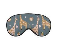 Cute Giraffe and Flowers Sleep Mask Cartoon Jungle Animals Blindfold for Sleeping Elastic Blackout Eye Mask Cover for Full Night's Sleep Travel and Nap