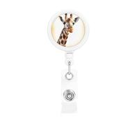 Cute Giraffe Badge Reel Retractable Badge Holder with Keychain Funny ID Clips for Badges Lightweight Plastic Name Card Holders for Nurses Office Teacher