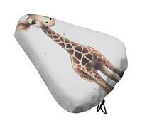 Cute Giraffe Bike Seat Cover Waterproof Oxford Fabric, Universal Adjustable Bicycle Saddle Cover with Drawstring Easy Install Protective Rain Dust Covers for Women Men