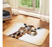 Cute Giraffe Dog Food Mat, Absorbent Pet Feeding Mat for Food and Water Bowls Non-Slip Placement Pad for Floors Waterproof Quick Dry Water Dispenser Mat for Dogs Puppy Cats 12x18 Inch
