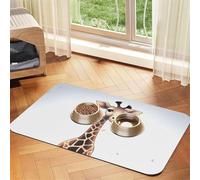 Cute Giraffe Dog Food Mat, Absorbent Pet Feeding Mat for Food and Water Bowls Non-Slip Placement Pad for Floors Waterproof Quick Dry Water Dispenser Mat for Dogs Puppy Cats 16x24 Inch