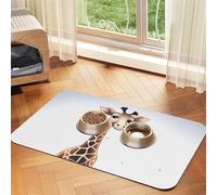 Cute Giraffe Dog Food Mat, Absorbent Pet Feeding Mat for Food and Water Bowls Non-Slip Placement Pad for Floors Waterproof Quick Dry Water Dispenser Mat for Dogs Puppy Cats 16x24 Inch