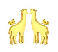 Cute Giraffe Earring Stainless Steel Minimalist Giraffe Stud Earrings for Women Men Animal Jewelry Gift (gold)