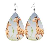 cute giraffe earrings for women double sided teardrop leather earrings lightweight dangle earrings for women ear accessories jewelry fashion birthday gift