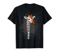 Cute Giraffe Emerging from A Zipper Funny Animal Design T-Shirt