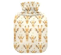 Cute Giraffe Faces Hot Water Bottle with Soft Cover, 1L Water Bags for Arthritis