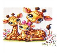 Cute Giraffe Family Jigsaw Puzzle 1000 Pieces Recycled Paper for Adults Puzzle for Adults Educational Game Challenge Fun Home Present Great Gift for Kids Age 12 Years Up 70x50cm/1000pcs