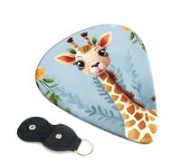 Cute Giraffe Flowers 6 Pack Guitar Picks With Holder, Personalized Guitar Plectrums Non-Slip Portable Ukulele Bass Picks 0.46mm For Acoustic Guitar Lovers Gifts