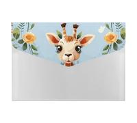 Cute Giraffe Flowers Accordion File Organizer 6 Pocket Document Organizer Expanding File Folder Accordion Folder with Labels, Travel Document Folders Plastic Envelopes with Snap Closure 13x9.1 Inch