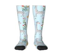 Cute Giraffe Flowers Adult Stockings Sports Running Calf Socks Walking Travel Activities Daily Wear