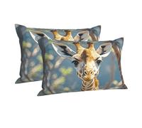 Cute Giraffe Flowers Pillowcase Super Soft Pillow Cases Luxury Fuzzy Decorative Pillowcases with Zipper Long Pillow Covers Standard Size 20"x30" Plush Cushion Case for All Seasons