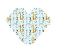 Cute Giraffe Flowers Print Art Brick Puzzle Heart Shaped DIY Building Blocks Set 3D Jigsaw Home Decor 82 Pieces