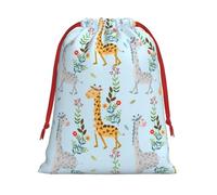 Cute Giraffe Flowers Print Drawstring Gift Bag Durable And Versatile, Perfect For Festive Occasions