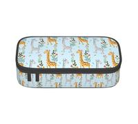 Cute Giraffe Flowers Print Pencil Case,Large Capacity Pencil Case,Multi-Purpose Makeup Pouch with Zipper