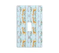 Cute Giraffe Flowers Print Wall Plate, Acrylic Back Panel Or Plate, Protect Wall from Finger Prints