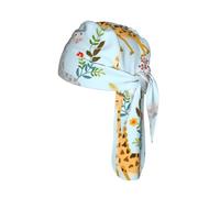 Cute Giraffe Flowers Printed Quick Drying Cycling Cap, Breathable Mesh Bandana Helmet Liner, for Running Fishing