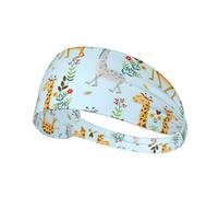 Cute Giraffe Flowers Printing Double-Sided,Unisex Elastic Sports Headband,Ideal As A Gift For Sports-Loving Friends,Family