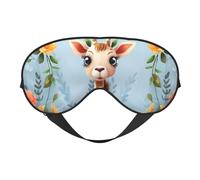 Cute Giraffe Flowers Sleep Mask for Women & Men - Double-Sided Eye Mask with Adjustable Strap, Soft Silky Feel, Light-Blocking & Breathable for Travel, Nap, Shift Work, Yoga