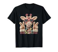 Cute Giraffe Funny Animal Lover Design with Peace Signs T-Shirt